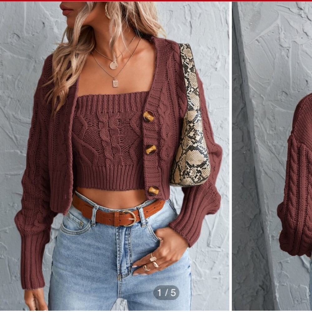 SHEIN cable knit sweater with matching crop top